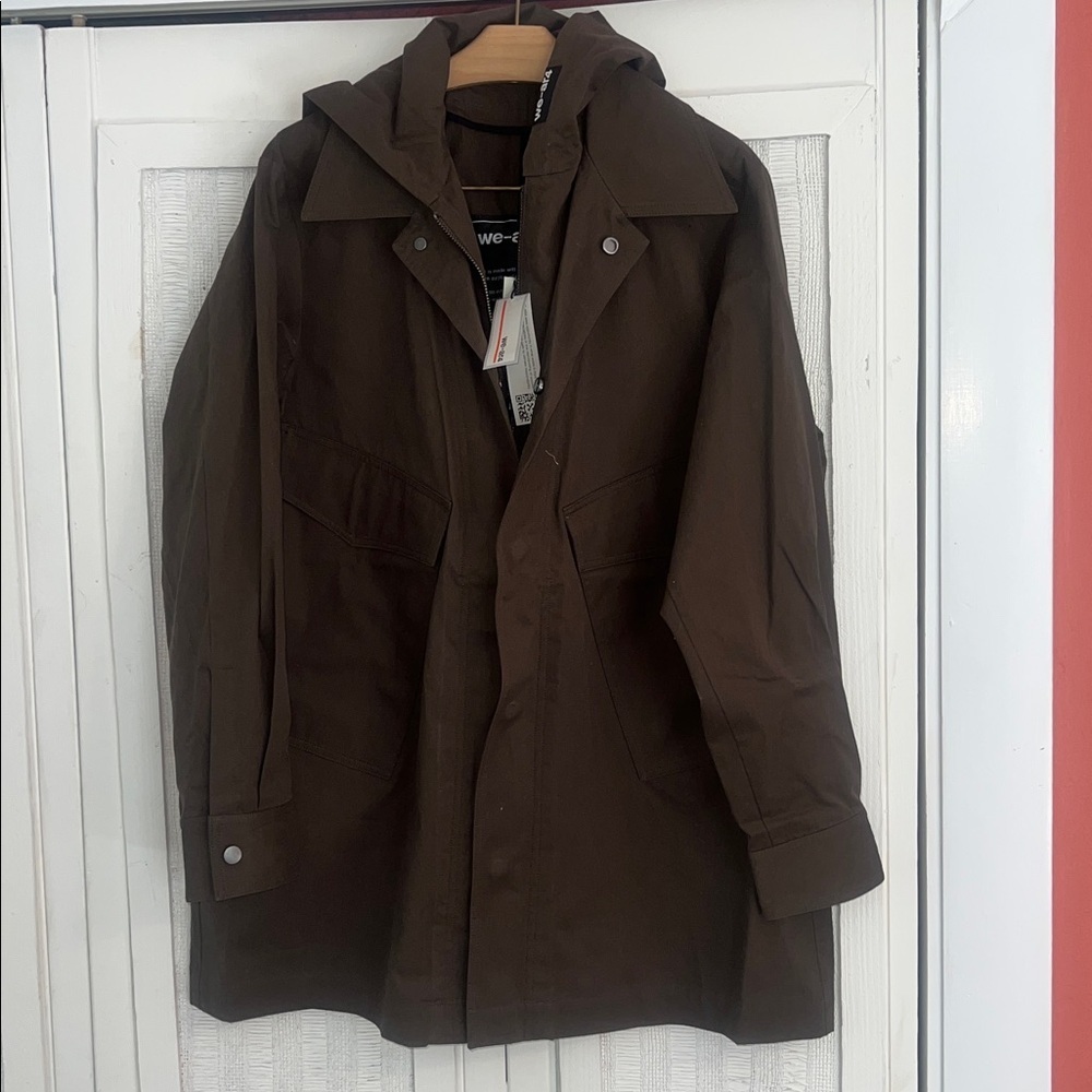 NEW WE-AR4 hooded trench in olive size small